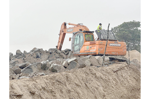 As the Government of Guyana continues investing in sea and river defences to protect vulnerable communities, the $168 million sea defence project at Cullen has now passed the 50 per cent completion mark