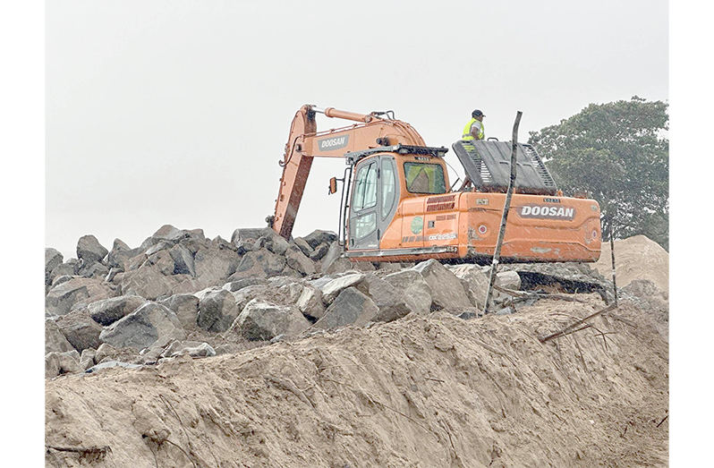 As the Government of Guyana continues investing in sea and river defences to protect vulnerable communities, the $168 million sea defence project at Cullen has now passed the 50 per cent completion mark