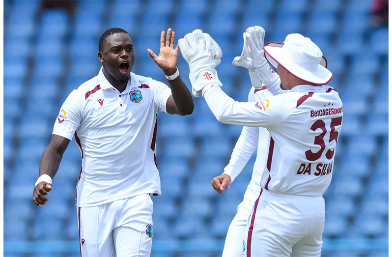 Jayden Seales is pumped after picking up a wicket•Jun 28, 2026•AFP/Getty Images