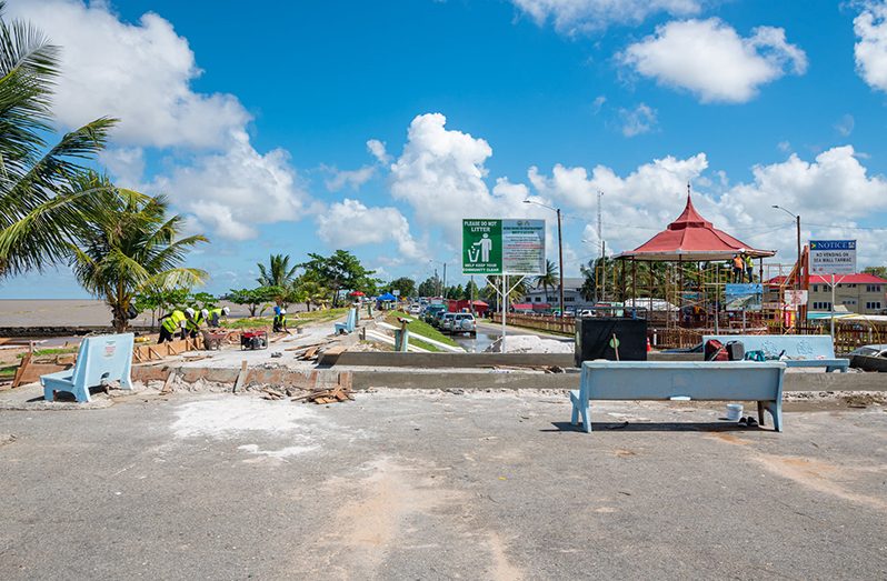 Ongoing works on the Seawall Band Stand