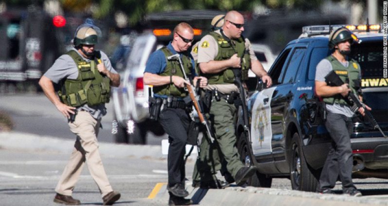 Police in SWAT gear at the scene of the shooting (CNN Photo)