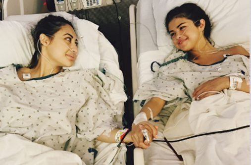 Selena Gomez, right, recovers in hospital with best friend Francia Raisa after her kidney transplant