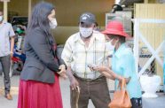 Minister of Human Services and Social Security Dr. Vindhya Persaud engaging with  senior citizens