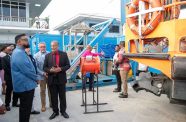 President Ali during a tour of Orinduik Marine Services (OMS) at Lusignan, which provides remotely operated vehicles (ROVs) and expert diving capabilities, servicing the oil-and-gas sector (Delano Williams photos)