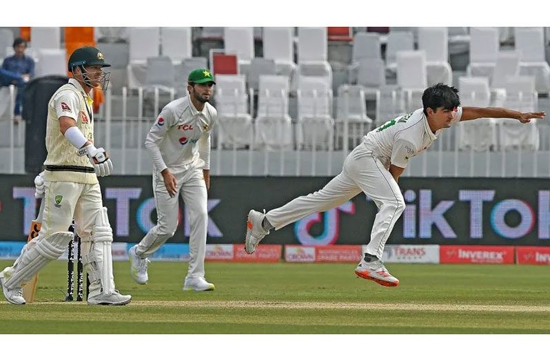 Naseem Shah bowled nine maidens in his 19 overs on day one  AFP/Getty Image