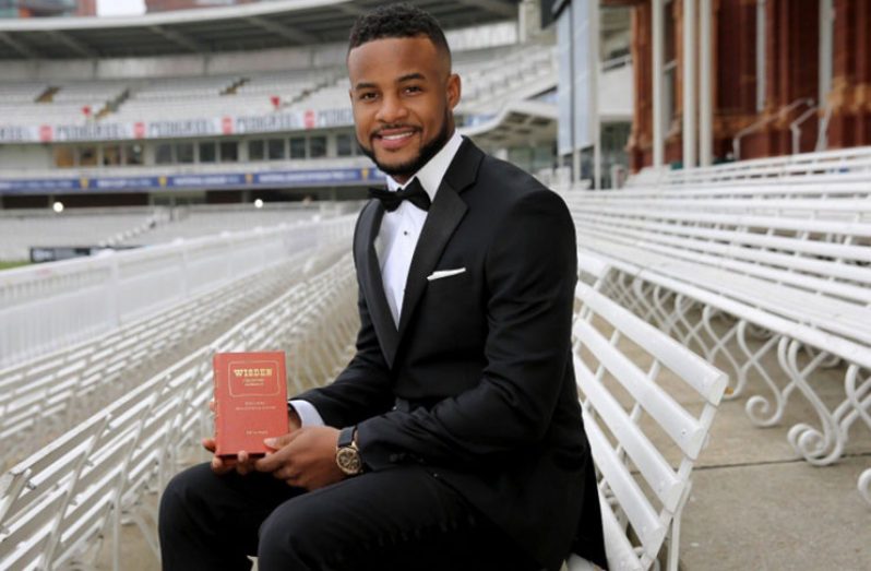 West Indies batsman Shai Hope poses at historic Lord’s after being honoured by Wisden.
