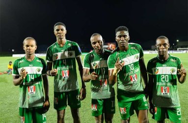 Den Amstel scorers (right to left) Shakeel King, Amaniki Buntin,Delon Lanferman, Kevis Fraser and Dwayne Peters.