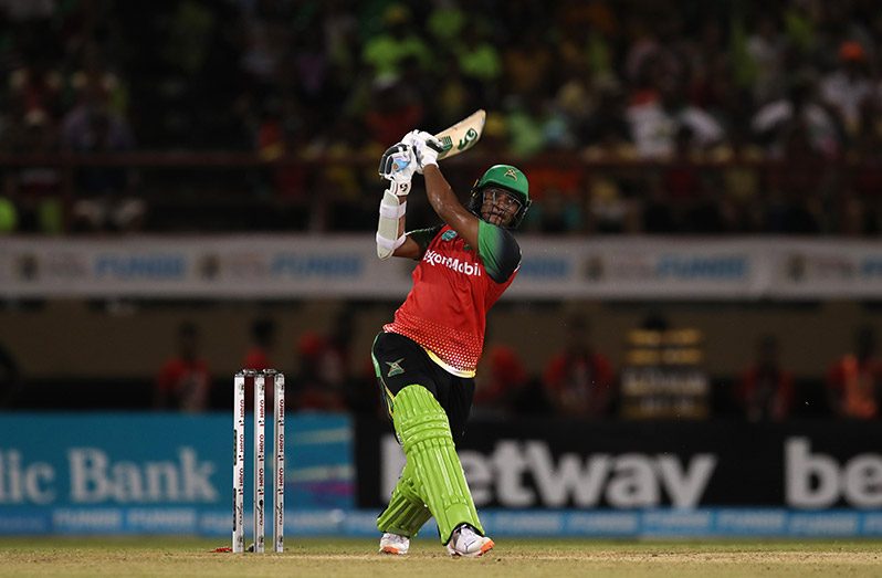 Man-of-the-match Shakib Al-Hasan was all business during his match-winning half-century last night.(CPL Getty/Iamges)