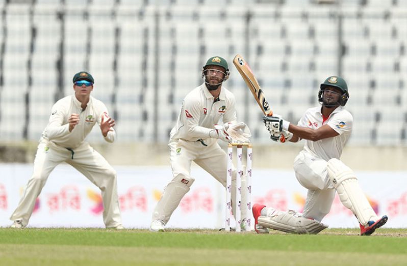 Shakib Al Hasan, coming in at 10 for 3, unleashed aggressive shots in his top score of 84. ©Getty Images