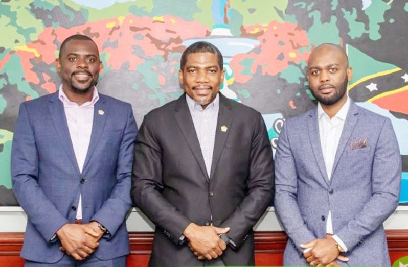 L-R: Minister of Sports Hon. Samal Duggins, Prime Minister St. Kitts & Nevis Hon. Dr. Terrance Drew, and CWI President Dr. Kishore Shallow
