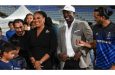 T&T's Minister of Sport and Community Development, Shamfa Cudjoe-Lewis and Soca Warriors’ Head Coach, Dwight Yorke.(T&T Newsday)