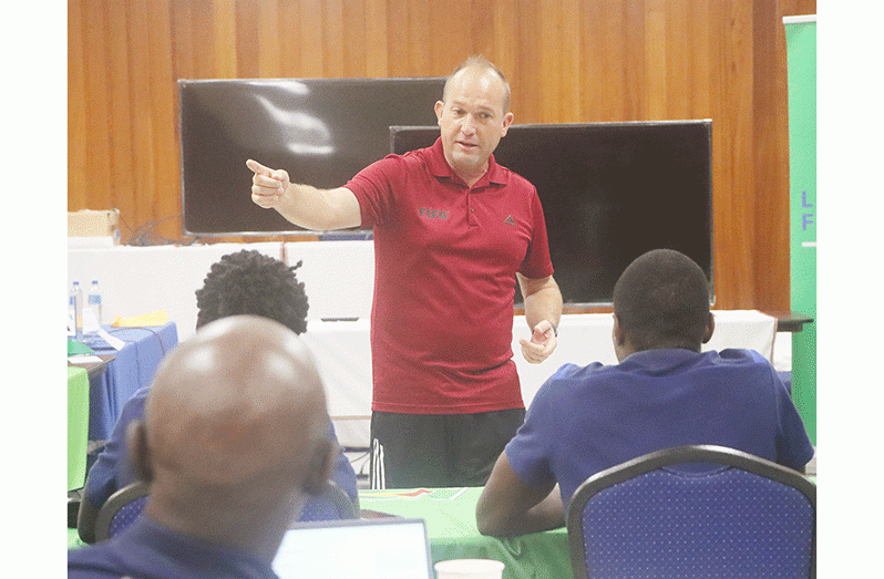 FIFA’s Instructor Shane Butler demonstrates a point