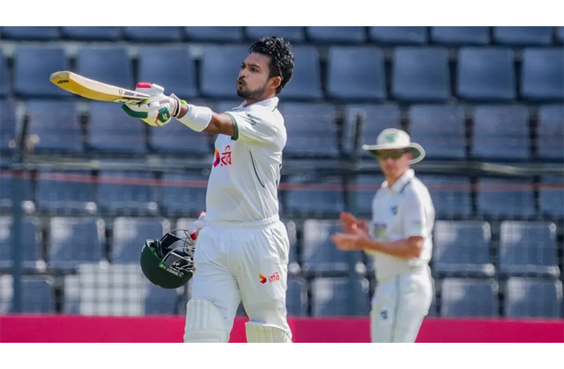 Najmul Hossain Shanto completed his century in 112 balls • Bangladesh Cricket Board