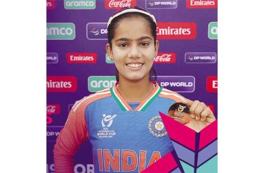 India’s player of the match Vaishnavi Sharma.