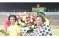Shelly-Ann Fraser-Pryce with Minister of Sport, Olivia Grange