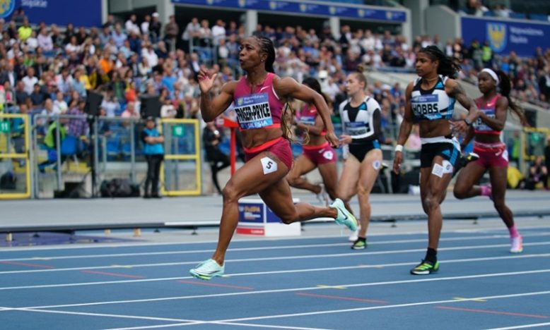 Shelly-Ann Fraser-Pryce leads the pack in yesterday’s race