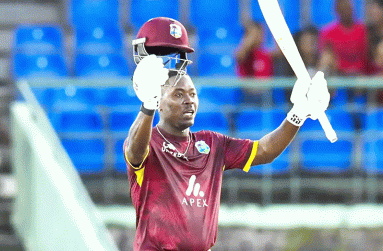 Sherfane Rutherford converted his fifth successive 50-plus score into his maiden ODI hundred (Athelstan Bellamy)