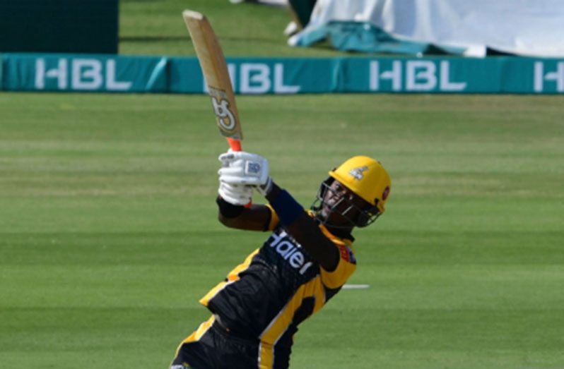 Sherfane Rutherford … hit a late order cameo for Peshawar Zalmi.