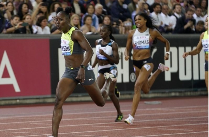 Shericka on her way to victory in yesterday’s 200 metres Diamonfd League final in Zurich