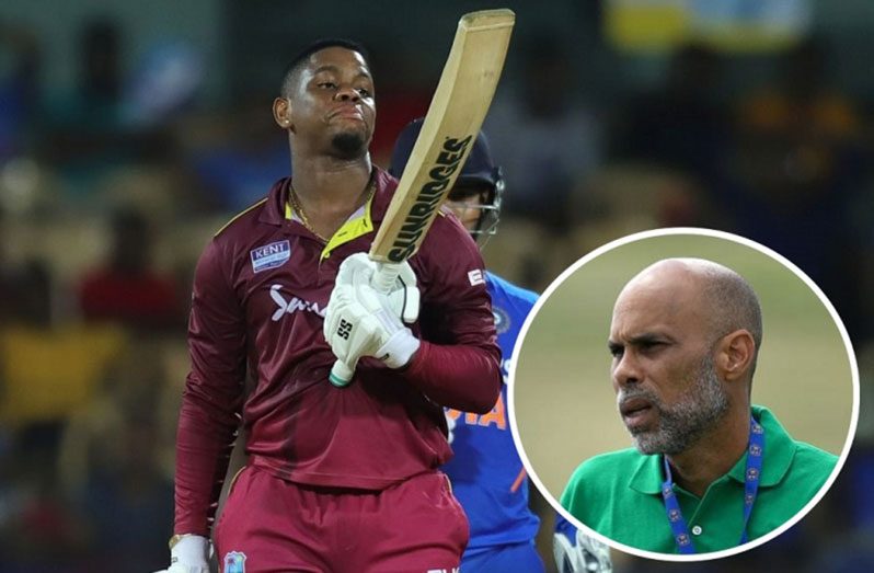 West Indies batsman Shimron Hetmyer (Inset: CWI director of cricket Jimmy Adams.)