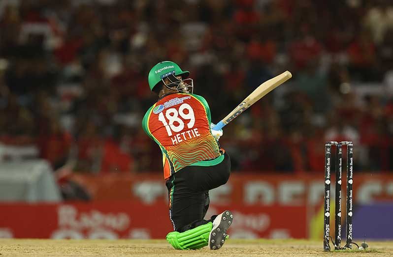 Shimron Hetmyer equalled the CPL record fastest ever century, as he smashed 111 not out off 43