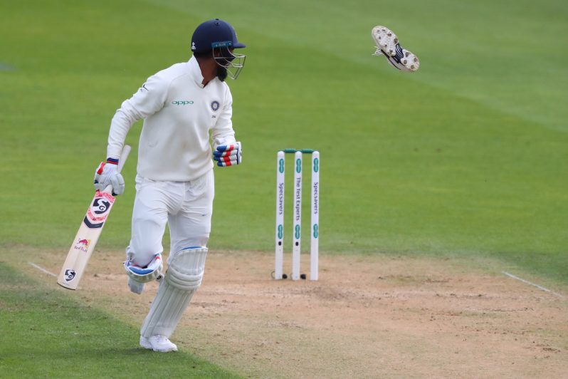 KL Rahul lost his shoe looking for a single. (Getty Images)