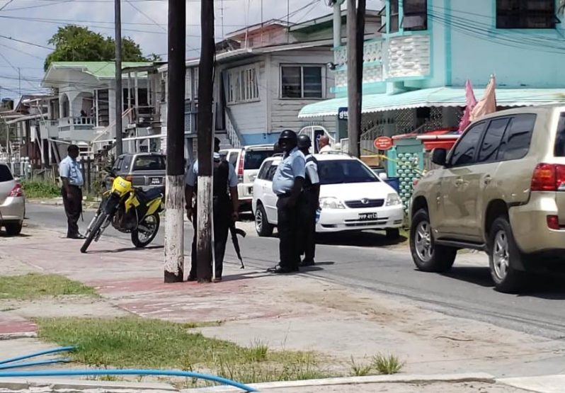 Police at the scene of the shooting.