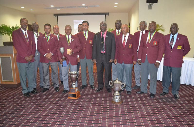 The victorious Guyana team pose with both the Milex/Crown Mining Long Range and WIFBSC Short Range titles. (Stephan Sookram photos)