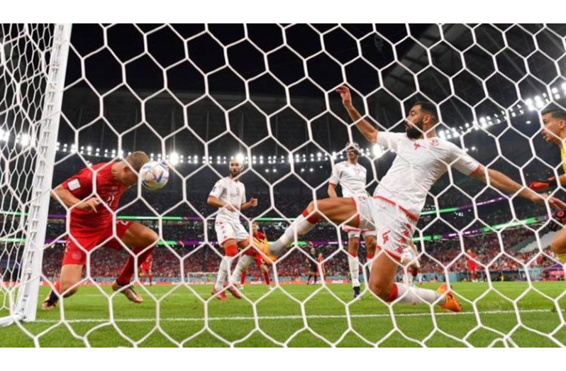 Andreas Cornelius had one of Denmark's nine shots on goal, but hit the post from a yard out (Photo: Getty Images)