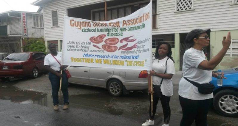Members of the Guyana Sickle Cell and Thalassemia Association gearing up for the march back in June 2014