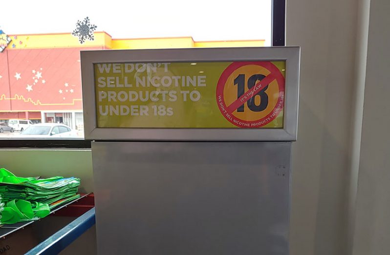 This sign, according to the Ministry of Public Health, is indirectly advertising the sale of tobacco products and is therefore illegal (Samuel Maughn photos)