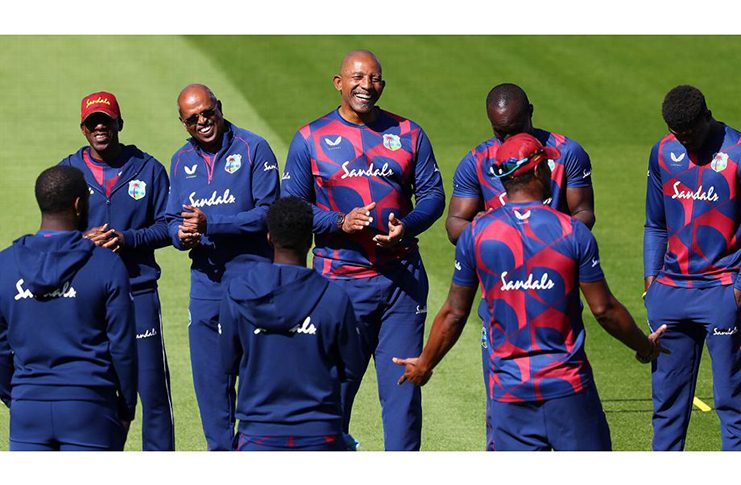 Phil Simmons and his players were all smiles on the fourth morning (Getty Images)