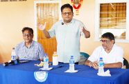 Minister of Finance and Public Service Dr. Ashni Singh addressing residents of New Forest, East Canje Berbice