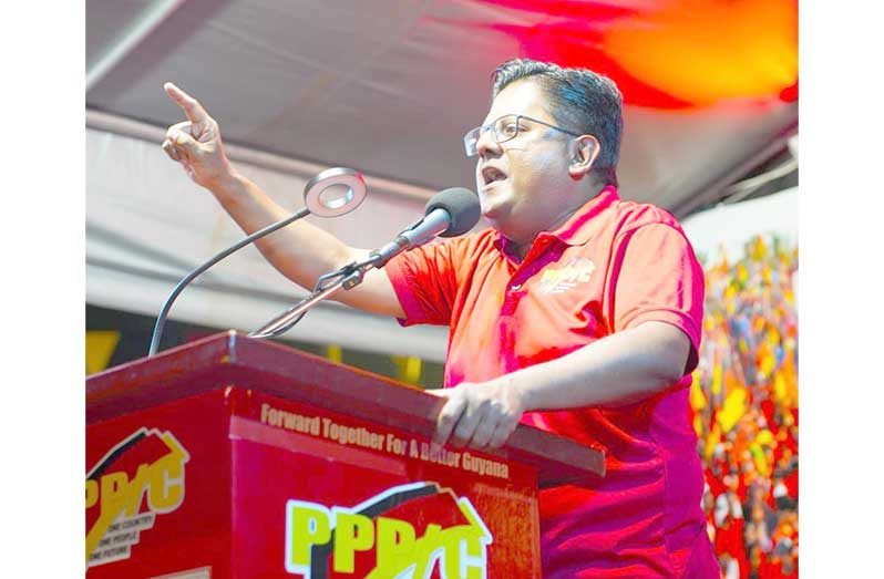 Senior Minister in the Office of the President with Responsibility for Finance, Dr. Ashni Singh, addresses a grand public meeting