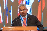 Chairman of the Shipping Association of Guyana Dr Komal Singh addresses delegates, highlighting the need for port modernisation, improved efficiency and stronger regional maritime connectivity (Delano Williams photos)