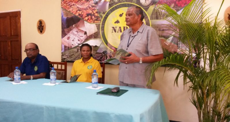 NAREI Board Chairman Major-General (ret’d) Joe Singh speaking at the launch of  the booklet “Green Agriculture.”