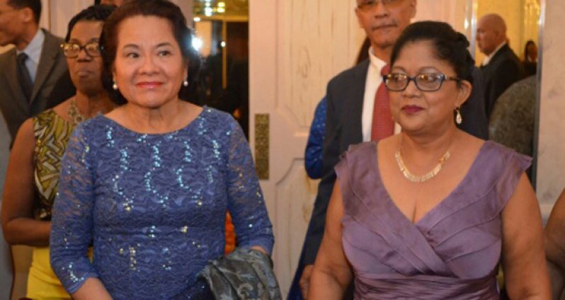 First Lady Sandra Granger and Mrs Sita Nagamootoo