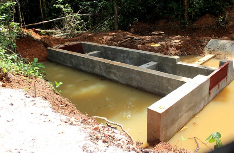 The completed concrete foundation at the site