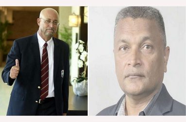 Incumbent Cricket West Indies board president, Ricky Skerritt (left) of Saint Kitts and Nevis, and challenger Anand Sanasie of Guyana.