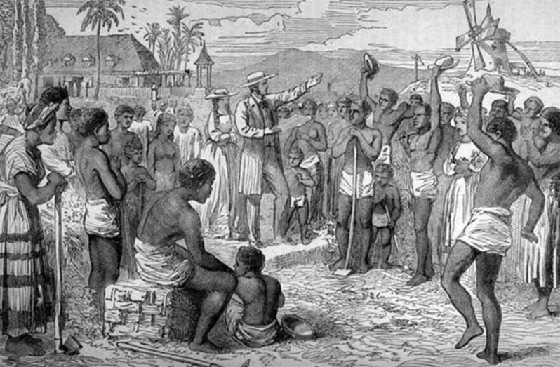 Image of Africans being processed to be auctioned off as slaves to slave masters (Atlanta Black Star photo)