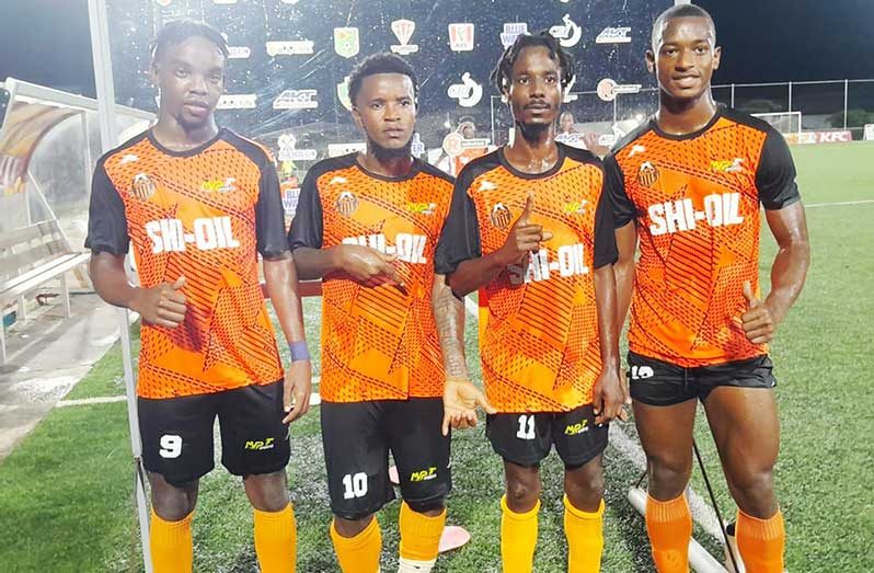 Slingerz scorers (left to Right) Marcus Tudor, Kemar Beckford, Deon Alfred and Curtez Kellman