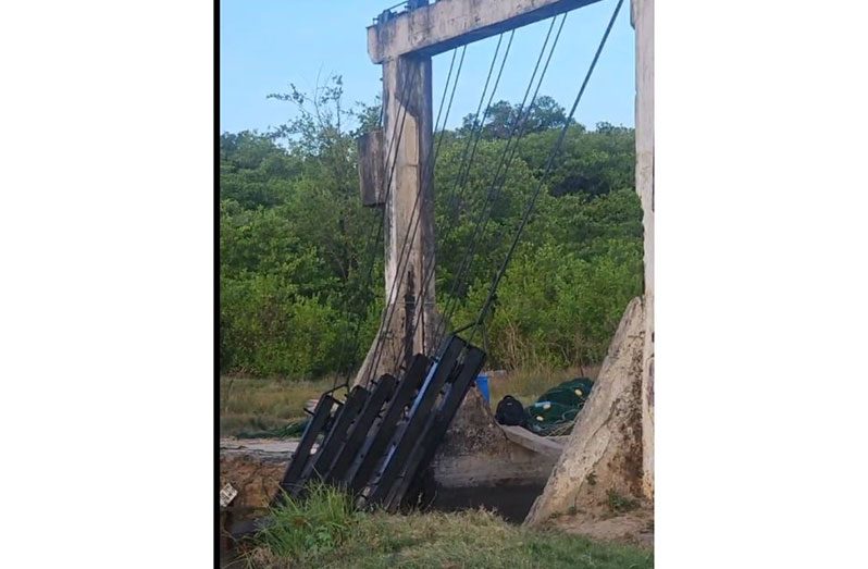 The damaged Abary sluice’s door