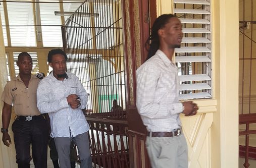 The two accused Mark Royden Williams Called ‘Smallie” and Sherwin Nero called ‘Catty’ at the Demerara High Court.