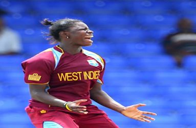 Flashback! Berbice, Guyana and West Indies fast bowler Tremayne Smartt is ecstatic after taking her maiden five-wicket haul against New Zealand in St Kitts last September.