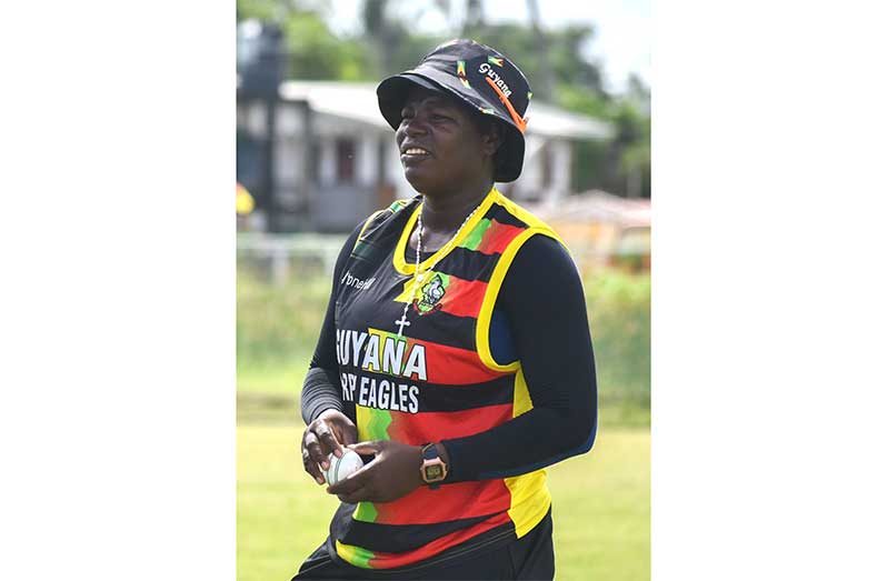 Guyana Chronicle’s Sean Devers interviewing Guyana’s Head Coach Tremayne Smartt at Lusignan (Sachin Singh photos)