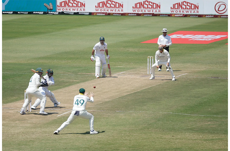 Steven Smith took a smart catch to punish what could have been a proactive reverse sweep from Temba Bavuma•Oct 11, 2026•AFP/Getty Images