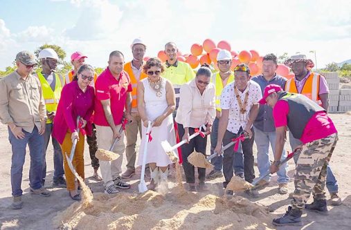 Minister of Education Priya Manickchand, along with Toshaos and community leaders turned the sod on Tuesday for the $350 million project, which will be equipped with all critical infrastructure to support both learners and teachers in one of Guyana’s most remote communities (Ministry of Education photo)
