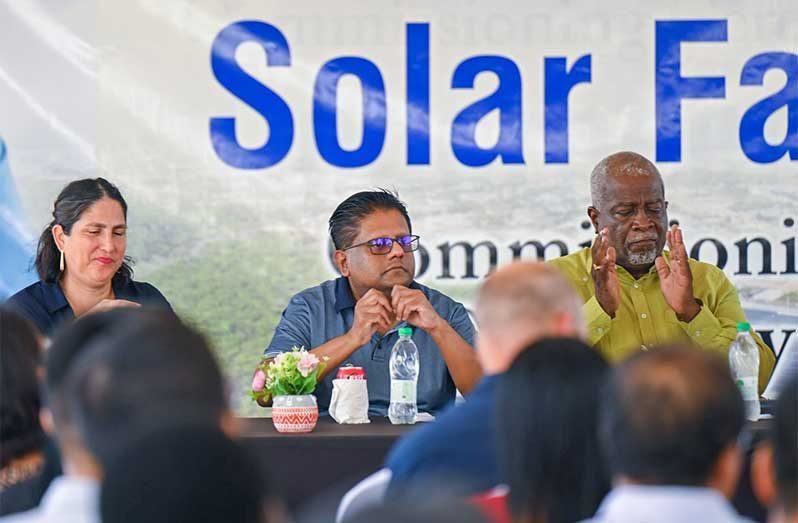 Joining Prime Minister Brigadier Mark Phillips at the commissioning ceremony for a 3MW solar farm at Hampshire in Region Six was Senior Minister in the Office of the President with Responsibility for Finance, Dr. Ashni Singh