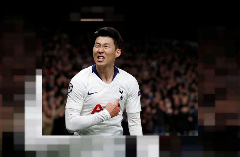 Tottenham's Son Heung-min celebrates scoring their first goal.
