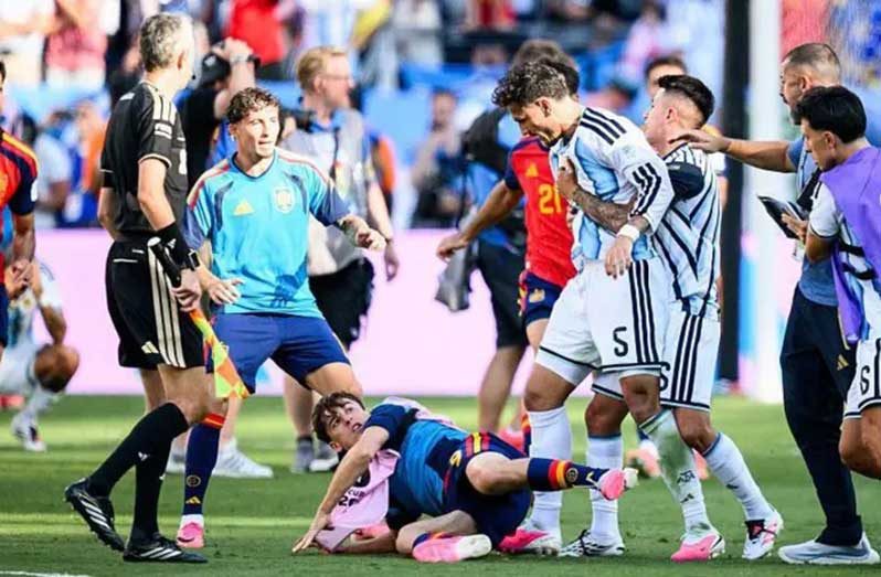 A fracas erupted following the final whistle after Spain clinched their second World Cup.